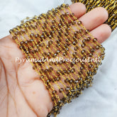 Smoky Quartz Gemstone Rosary Chain, 4-4.5mm Beads Chain, 14K Gold Plated Wire Wrapped Beaded Chain – SELLING BY FOOT